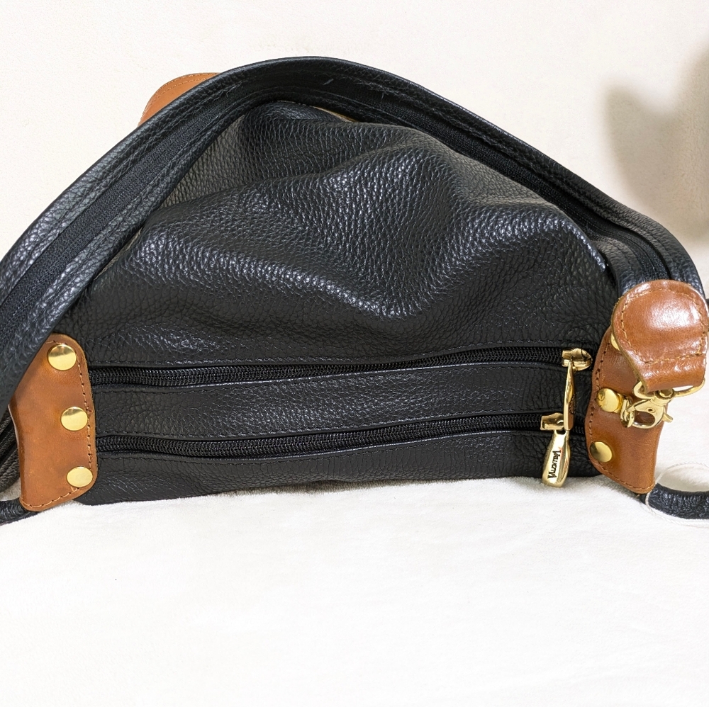 Valentina Convertible Black Brown Leather Shoulder Crossbody Sling Backpack‎ - Picture 13 of 16